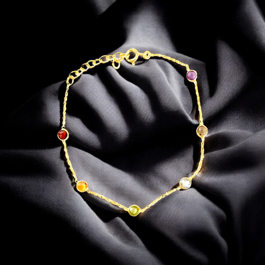 Multi Small Gem Round Chain Bracelet