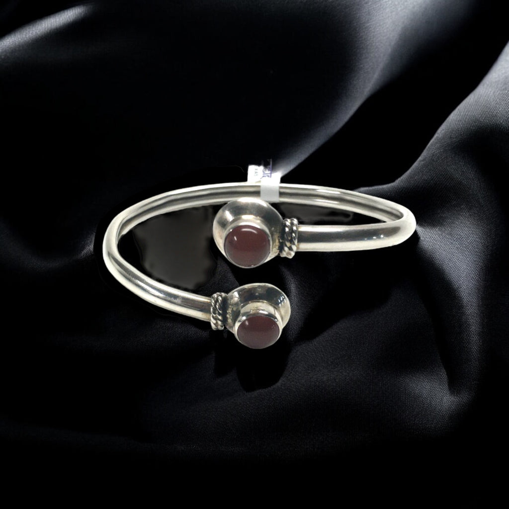 Sterling Silver Two Stone Bangle